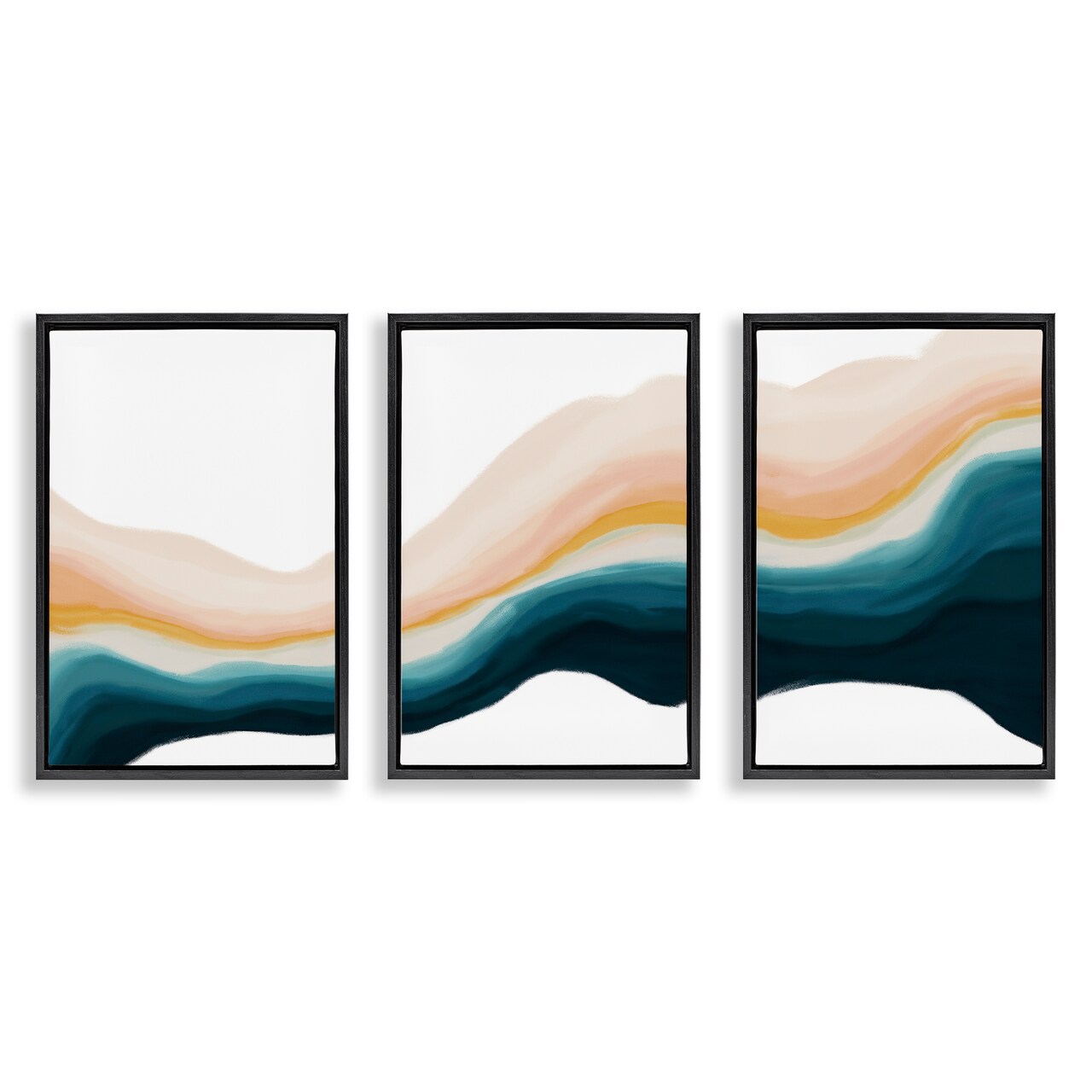 Stupell Industries Fluid Peach Swirl 3pc Floater Framed Canvas Wall Art Set Design by JJ Design House, LLC.